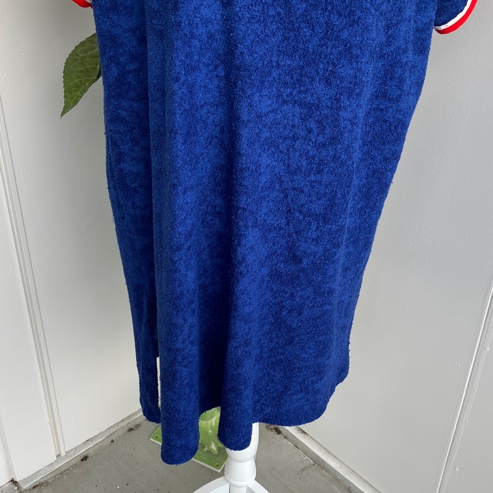Vintage 70s 80s Cuddl Duds Americana Terrycloth Short Sleeve Boxy Lounge Dress - Picture 3 of 10
